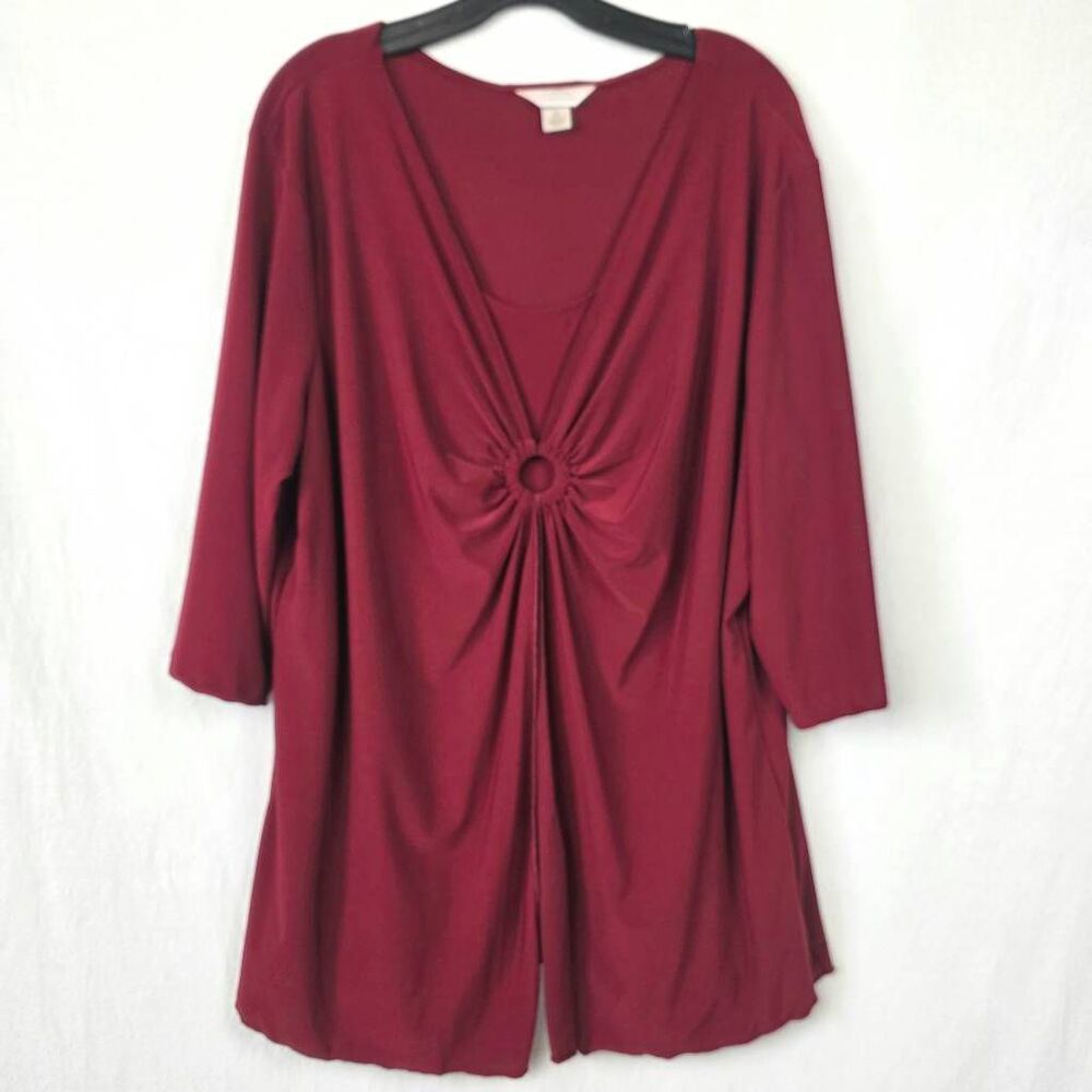 CJ Banks Red Tunic Top 3X Ring Front Stretch